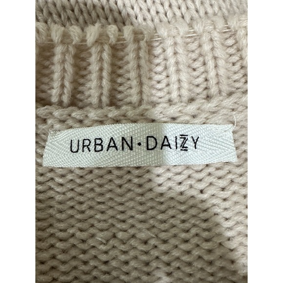 Urban Daizy Women's Size S/M Tan W/yellow Smiley Face Sweater Happy Fun - Picture 5 of 9